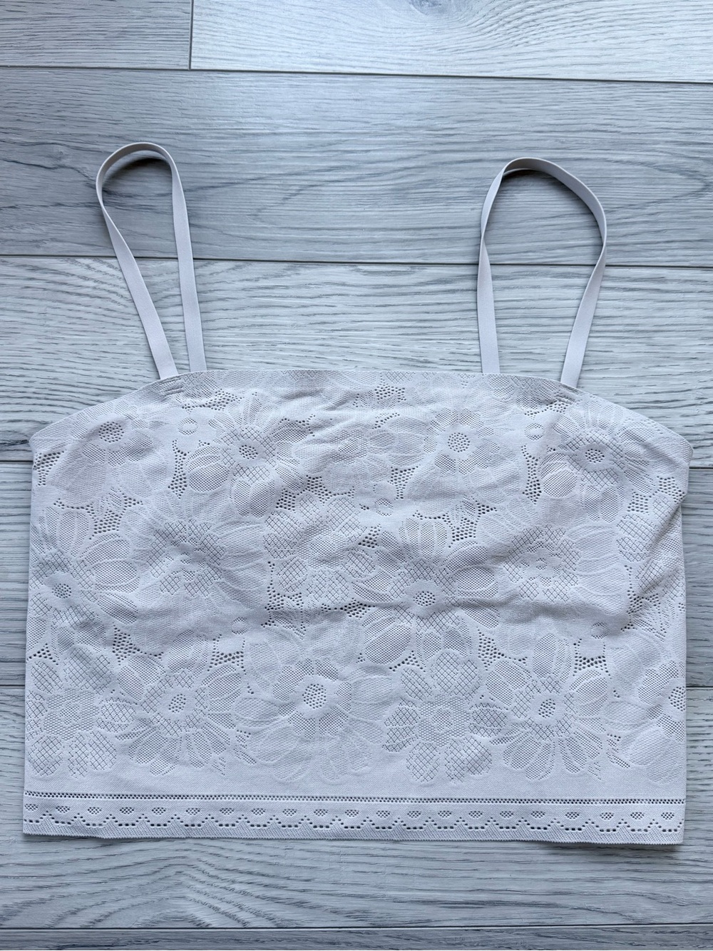 aerie Beige Floral Lace Cropped Cami